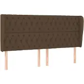 vidaXL Hoofdbord met randen 183x23x118/128 cm stof donkerbruin