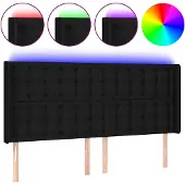 vidaXL Hoofdbord LED 183x16x118/128 cm stof zwart