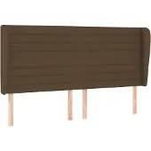 vidaXL Hoofdbord met randen 183x23x118/128 cm stof donkerbruin