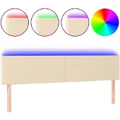 vidaXL Hoofdbord LED 200x5x78/88 cm stof crèmekleurig