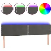 vidaXL Hoofdbord LED 160x5x78/88 cm fluweel donkergrijs