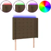 vidaXL Hoofdbord LED 93x16x118/128 cm stof donkerbruin