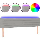 vidaXL Hoofdbord LED 200x5x78/88 cm stof lichtgrijs