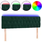 vidaXL Hoofdbord LED 160x7x78/88 cm fluweel donkergroen