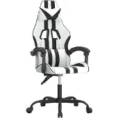 vidaXL Gamestoel draaibaar kunstleer wit en zwart