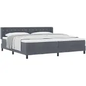 vidaXL Boxspring bed met hoofdeinde Donkergrijs 200 x 200 cm Fluweel