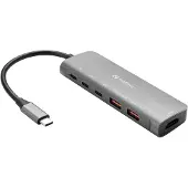Sandberg USB-C Dok HDMI+2xA+2xC+PD100W (USB-C), Docking station + USB-hub, Zilver