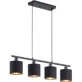 TRIO Eetkamer hanglamp Tommy 4-lichts zwart met gouden binnenkant
