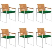 vidaXL Tuinstoelen 6 st met kussens massief acaciahout