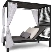 Blumfeldt dubbel ligbed buiten voor 2 personen met dak, dubbel ligbed, dubbel ligbed in de tuin voor volwassenen & kinderen, tuinbed met verstelbare rugleuning, ligbed buiten met dak
