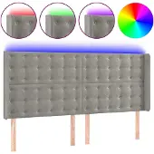 vidaXL Hoofdbord LED 203x16x118/128 cm fluweel lichtgrijs