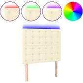 vidaXL Hoofdbord LED 100x5x118/128 cm kunstleer crèmekleurig