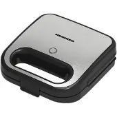Heinner Sandwichmaker – 750 W – 2 Sandwiches – Antiaanbakplaten – Koelblijvende Handgreep – Power- en Ready-indicatielampjes – Vergrendeling – Zwart/RVS