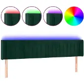 vidaXL Hoofdbord LED 203x16x78/88 cm fluweel donkergroen