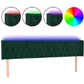 vidaXL Hoofdbord LED 203x16x78/88 cm fluweel donkergroen