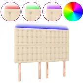 vidaXL Hoofdbord LED 144x5x118/128 cm stof crèmekleurig