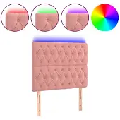 vidaXL Hoofdbord LED 100x7x118/128 cm fluweel roze