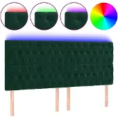 vidaXL Hoofdbord LED 180x7x118/128 cm fluweel donkergroen