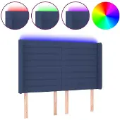 vidaXL Hoofdbord LED 147x16x118/128 cm stof blauw