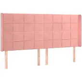 vidaXL Hoofdbord met randen 183x16x118/128 cm fluweel roze