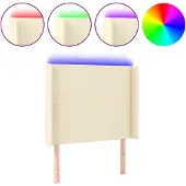 vidaXL Hoofdbord LED 103x16x118/128 cm kunstleer crèmekleurig