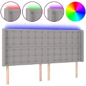 vidaXL Hoofdbord LED 163x16x118/128 cm stof lichtgrijs