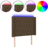vidaXL Hoofdbord LED 93x16x118/128 cm stof donkerbruin