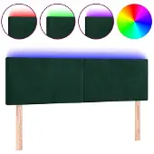 vidaXL Hoofdbord LED 144x5x78/88 cm fluweel donkergroen
