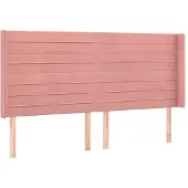 vidaXL Hoofdbord met randen 163x16x118/128 cm fluweel roze