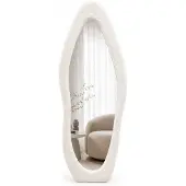 Buxibo SensaHome Gevoerde staande spiegel in vorm – Volledige spiegel met wildleren fluweel – 60 x 160 – Teddywit
