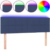 vidaXL Hoofdbord LED 144x5x78/88 cm stof blauw