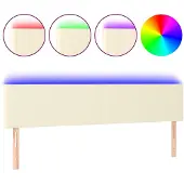 vidaXL Hoofdbord LED 200x5x78/88 cm kunstleer crèmekleurig