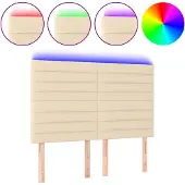 vidaXL Hoofdbord LED 144x5x118/128 cm stof crèmekleurig