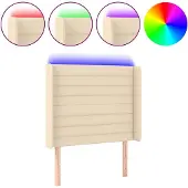 vidaXL Hoofdbord LED 103x16x118/128 cm stof crèmekleurig
