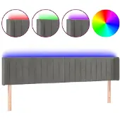 vidaXL Hoofdbord LED 203x16x78/88 cm fluweel lichtgrijs