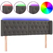 vidaXL Hoofdbord LED 147x16x78/88 cm fluweel donkergrijs