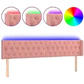 vidaXL Hoofdbord LED 183x16x78/88 cm fluweel roze