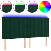 vidaXL Hoofdbord LED 200x5x118/128 cm fluweel donkergroen