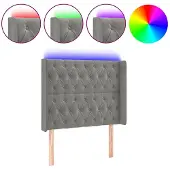 vidaXL Hoofdbord LED 103x16x118/128 cm fluweel lichtgrijs