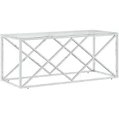 vidaXL Salontafel 110x45x45 cm roestvrij staal en glas