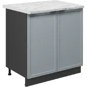 Vicco Keukenonderkast Fame-Line, Licht blauw-grijs/Antraciet, 80 cm marmer werkblad