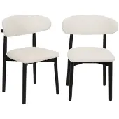 Sweeek Stoelen rubberhout en bouclé bekleding (set van 2) Zwart