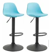 CLP Set van 2 barkrukken, model Kiel, van kunststof, met verstelbare hoogte en 360 graden draaibaar | Kleur: blauw, frame: zwart