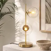LumenXL 2-lichts tafellamp Ethan - brons met transparant glas