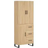 vidaXL Hoge kast 69,5x34x180 cm bewerkt hout sonoma eikenkleurig