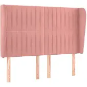 vidaXL Hoofdbord met randen 147x23x118/128 cm fluweel roze
