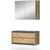 Vicco Badkamermeubelset Edelin Antraciet/Artisanaal eiken 2-delig, Model 58289