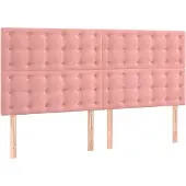 vidaXL Hoofdbord roze 160x5x118/128 cm fluweel