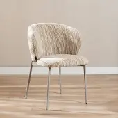 Livin24 Eetkamerstoel Milo chenille beige/taupe
