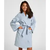Hunkemoller Badjas met wafeltextuur Blauw Dames | Maat: XL/XXL
